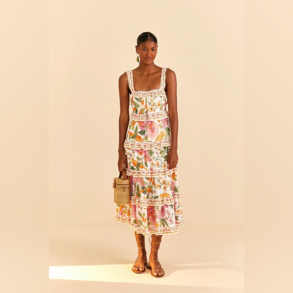 🥭FARM RIO Macaw Bloom Ruffle Tiered Sundress - Picture 4 of 16